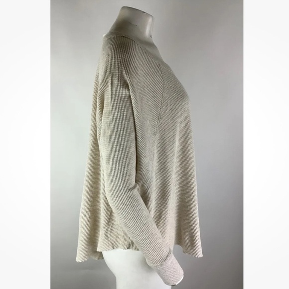 We The Free Sz M Swing Hem Dolman Sleeve Thermal Top Beige Cotton Polyester - Picture 3 of 6
